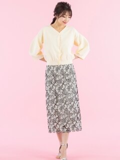 【7/15(金)値下げ分】フラワーレースナロースカート/ 大きいサイズ ローズティアラ
