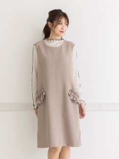 【22冬新作】フリルポケットジャンパースカート／大きいサイズ ローズティアラ