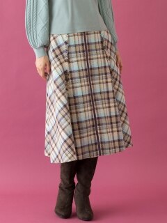 チェックフリンジフレアスカート／大きいサイズ ローズティアラ