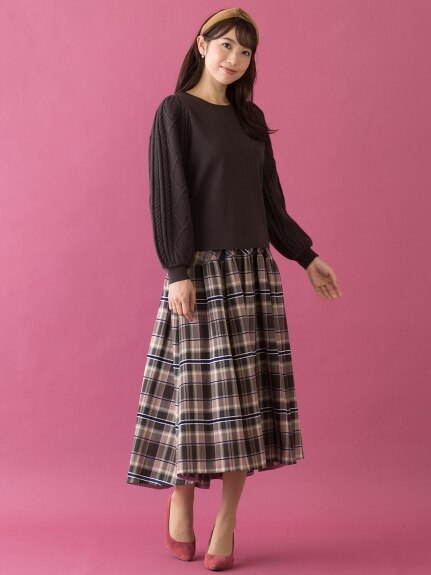 チェックフィッシュテールスカート／大きいサイズ ローズティアラ（ひざ丈スカート）ローズティアラ(Rose Tiara)（ローズティアラ (Lー4L)）  05