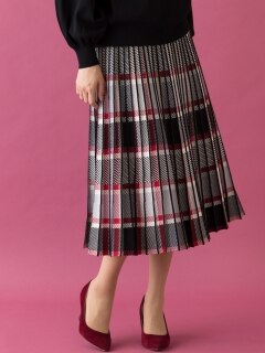 プリーツ風ニットスカート／大きいサイズ ローズティアラ