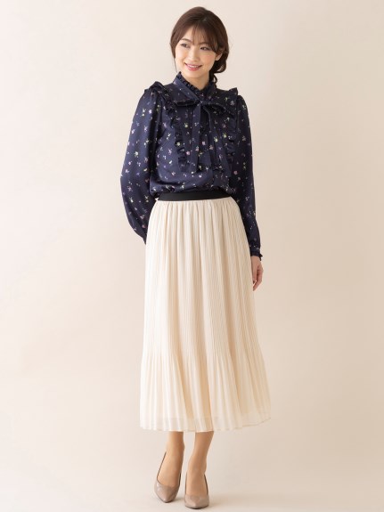 【セットアップ対応】プリーツスカート／ 大きいサイズ ローズティアラ