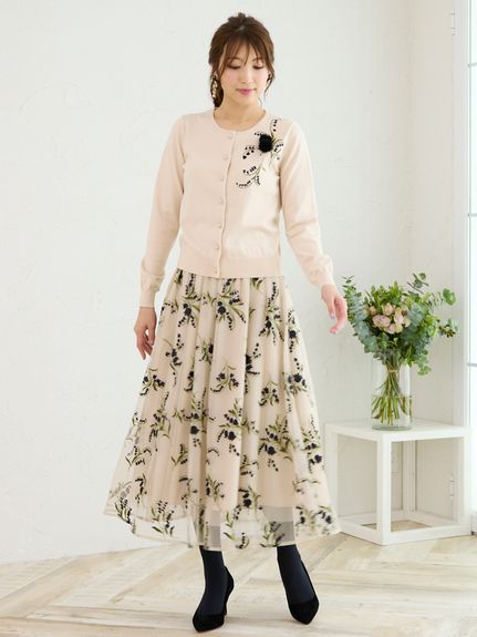 ローズティアラ 刺繍スカート - ロングスカート