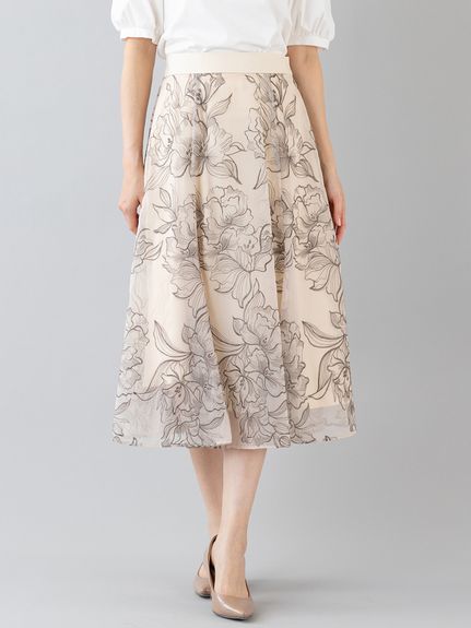 オーガンジー刺繍スカート（その他スカート）ローズティアラ(Rose Tiara)（ローズティアラ (Lー4L)）  01