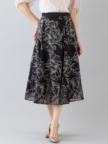 オーガンジー刺繍スカート（その他スカート）ローズティアラ(Rose Tiara)（ローズティアラ (Lー4L)）  02