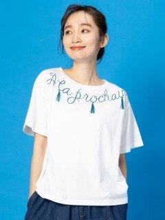 【大きいサイズ】 15号(3L) タッセルロゴ刺繍Tシャツ