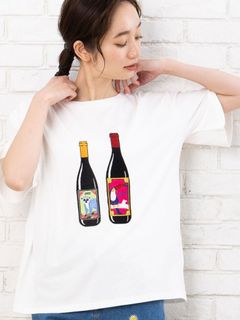 【大きいサイズ】 15号(3L) ワイン刺繍Tシャツ