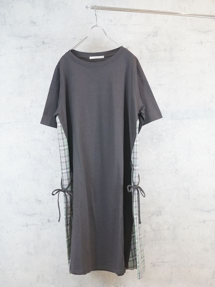 【sabstreet bis】【web限定】【大きいサイズ】 15号(3L) サイドチェックワンピース（ロング・マキシ丈ワンピース）sab street my standard（サブストリート　マイ　スタンダード (Lー5L)）  01