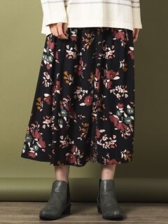 【大きいサイズ】 15号(3L) LOUIZON レトロフラワーボタンデザインスカート