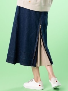 FONTLAB スター刺繍バックジップデニムスカート/ 大きいサイズ サブストリート