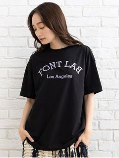 【大きいサイズ】 15号(3L) FONTLAB FONTLABプリントロゴTシャツ　大きいサイズレディース
