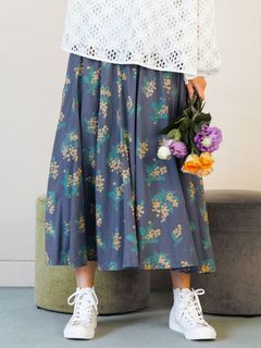 【新着】【大きいサイズ】 15号(3L) INDESIGN ミモザプリントスカート