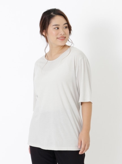 【3-10L】【日本製】ゆったりサイズなのでリラクシーがポイント！シンプルデザインTシャツ　大きいサイズ レディース（Tシャツ）QUINTY（クインティ (3Lー8L)）  02