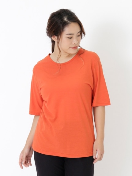 【3-10L】【日本製】接触冷感素材クールローレルで仕立てたTシャツ　大きいサイズ レディース（Tシャツ）QUINTY（クインティ (3Lー8L)）  01