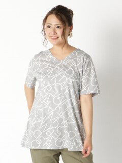 【3-8L】【日本製】ロゴプリントロングTシャツ　大きいサイズ レディース