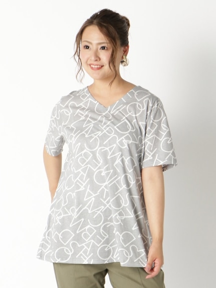 【3-8L】【日本製】ロゴプリントロングTシャツ　大きいサイズ レディース（Tシャツ）QUINTY（クインティ (3Lー8L)）  01