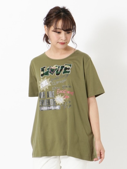 【3-10L】LOVEロゴTシャツ　大きいサイズ レディース（Tシャツ）QUINTY（クインティ (3Lー8L)）  01