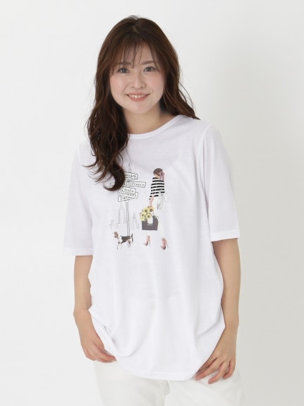 【3-8L】お散歩Tシャツ　大きいサイズ レディース（Tシャツ）QUINTY（クインティ (3Lー8L)）  01