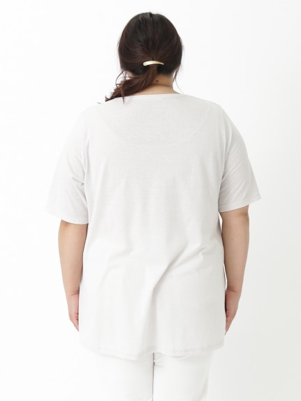 【3-10L】AラインプリントTシャツ　大きいサイズ レディース（Tシャツ）QUINTY（クインティ (3Lー8L)）  02