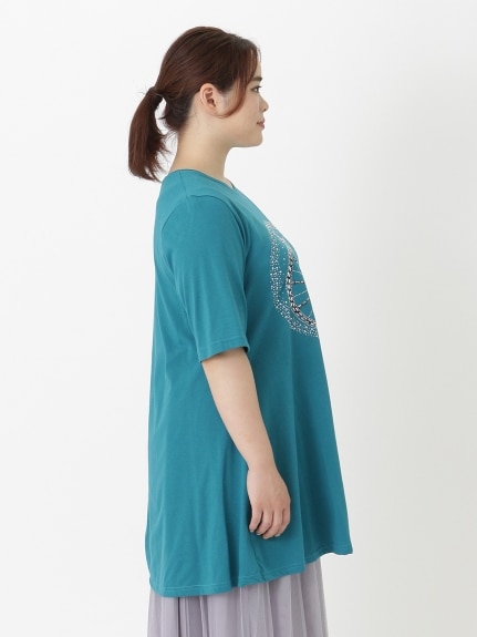 【3-10L】AラインフレアプリントTシャツ　大きいサイズ レディース（Tシャツ）QUINTY（クインティ (3Lー8L)）  03