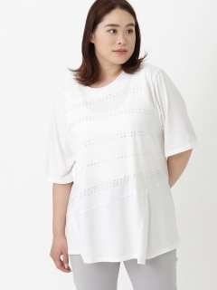 【夏新着】【3-10L】ホットフィックスデザインTシャツ　大きいサイズ レディース