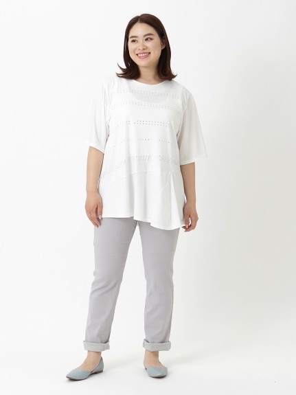 【3-10L】ホットフィックスデザインTシャツ　大きいサイズ レディース（Tシャツ）QUINTY（クインティ (3Lー8L)）  07