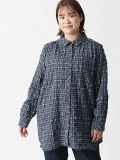 【3-10L】ウールワッシャーシャツ　大きいサイズ レディース