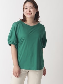【3-10L】マハラニプレミアム天竺パフスリーブTシャツ　大きいサイズ レディース