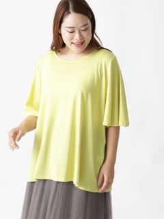 【3-10L】【日本製】袖フレアTシャツ　大きいサイズ レディース