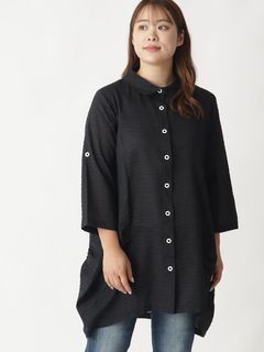 [３L-10L][日本製]　サッカーストライプデザインシャツ