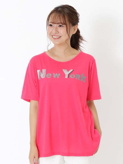 【3-10L】英字ロゴTシャツ　大きいサイズ レディース（Tシャツ）Tasha ruby（ターシャルビー (3Lー8L)）  01