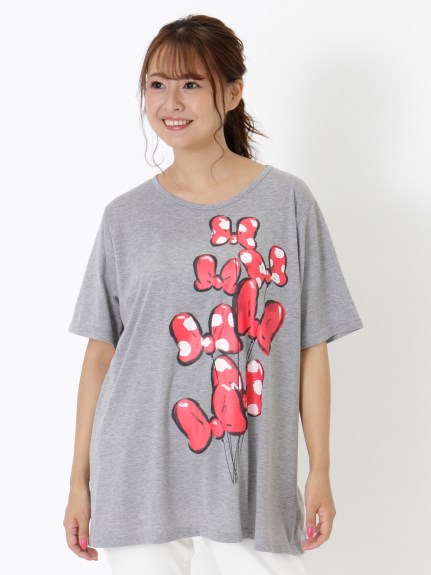 【3-10L】リボンプリントTシャツ　大きいサイズ レディース（Tシャツ）Tasha ruby（ターシャルビー (3Lー8L)）  01
