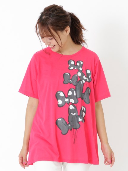 【3-10L】リボンプリントTシャツ　大きいサイズ レディース（Tシャツ）Tasha ruby（ターシャルビー (3Lー8L)）  02