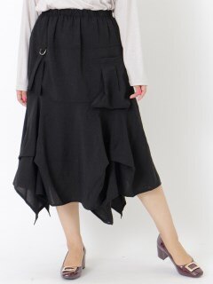 【3-7L】フレアシルエットデザインスカート　大きいサイズ レディース