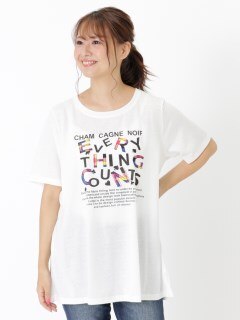 【3-10L】ロゴプリントTシャツ　大きいサイズ レディース