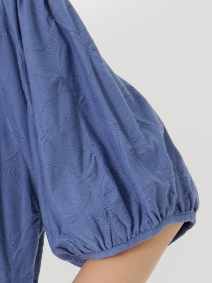【3-4L】【日本製】綿100％！裾シャーリングパフスリーブプルオーバー　大きいサイズ レディース（カットソー・プルオーバー）Tasha ruby（ターシャルビー (3Lー8L)）  05