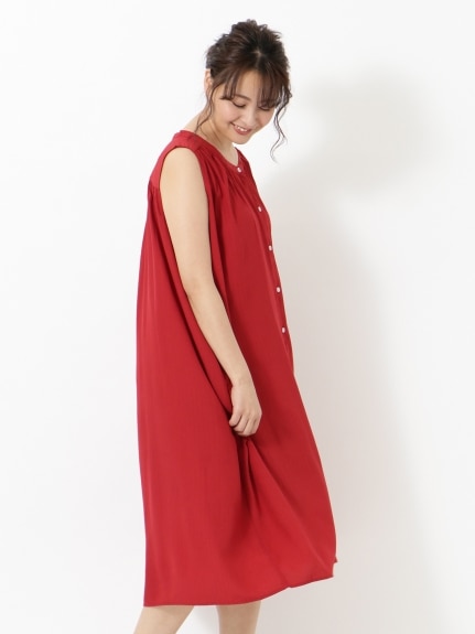 【3-10L】ノースリーブフロントオープンドレス　大きいサイズ レディース（ひざ丈ワンピース）Tasha ruby（ターシャルビー (3Lー8L)）  01