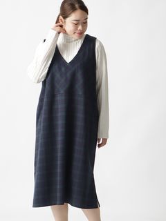 【日本製】ブラックウォッチ2wayジャンパースカート　大きいサイズレディース