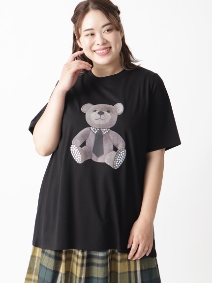【3-10L】ベアプリントビジューTシャツ　大きいサイズ レディース（Tシャツ）Tasha ruby（ターシャルビー (3Lー8L)）  03