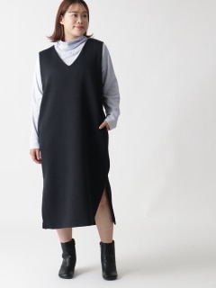 【3-10L】【日本製】ダンボールニットジャンパースカート　大きいサイズ レディース