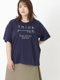 大きいサイズ　バイオ加工プリントTシャツ（Ｔｈｉｎｋ）
