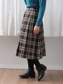 【新着】チェック柄 タック スカート　大きいサイズレディース