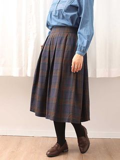 【新着】チェック柄 タック スカート　大きいサイズレディース