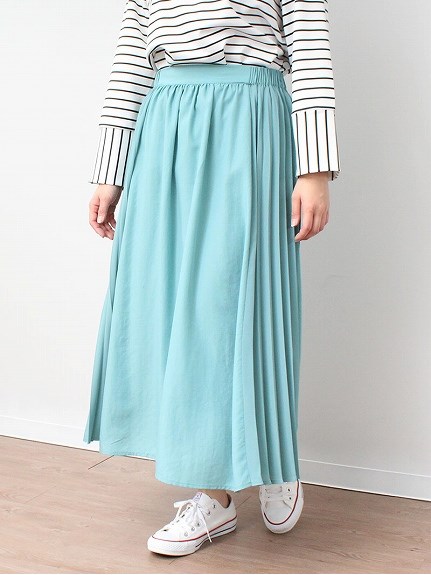 Alinoma】サイド プリーツ キャザー ロングスカート 大きいサイズ 
