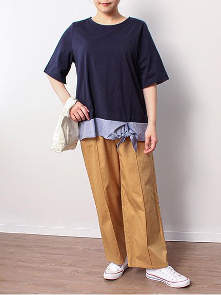 裾リボン 半袖 カットソー 綿100％ コットン（カットソー・プルオーバー）MB mint breeze（エムビー　ミントブリーズ (Lー5L)）  05