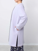 Alinoma】ウール混 ノーカラー パイピング コート／ 大きいサイズ