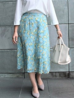 カット ジャガード 花柄 スカート　大きいサイズ レディース