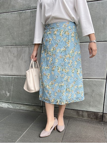 Alinoma】カット ジャガード 花柄 スカート 大きいサイズ レディース