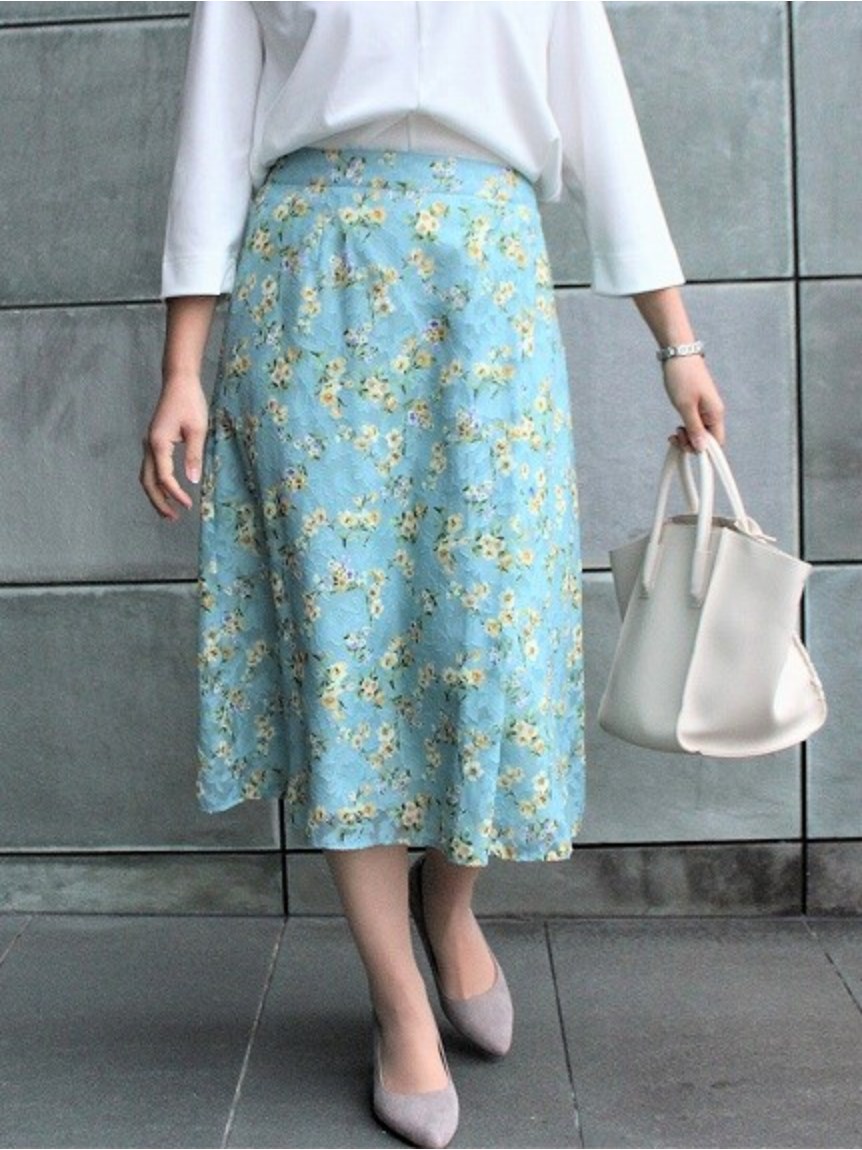 Alinoma】カット ジャガード 花柄 スカート 大きいサイズ レディース 