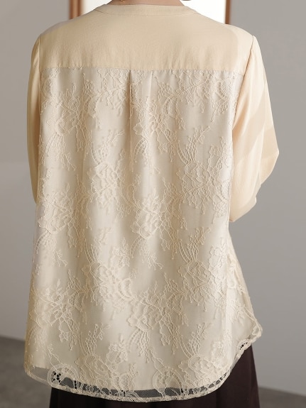 ヴィンテージテイストドレスシャツ　大きいサイズ レディース（シャツ・ブラウス）POUR VOUS（プールヴー (Lー4L)）  16